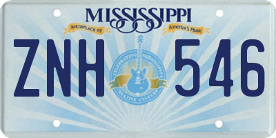 MS license plate ZNH546