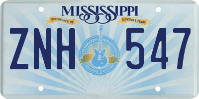 MS license plate ZNH547