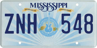 MS license plate ZNH548