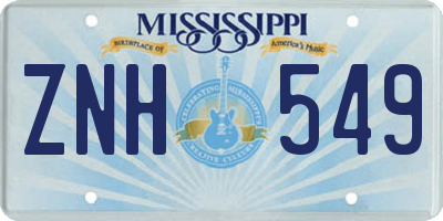 MS license plate ZNH549