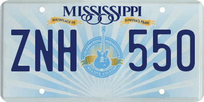 MS license plate ZNH550