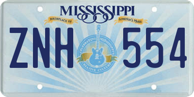 MS license plate ZNH554