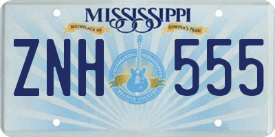 MS license plate ZNH555