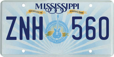 MS license plate ZNH560