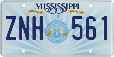 MS license plate ZNH561
