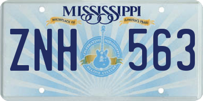 MS license plate ZNH563
