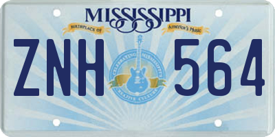 MS license plate ZNH564