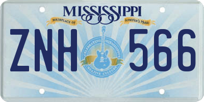 MS license plate ZNH566
