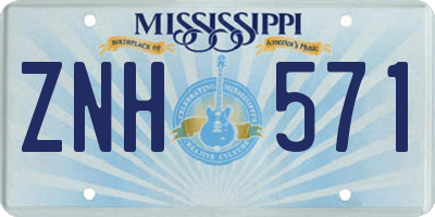 MS license plate ZNH571