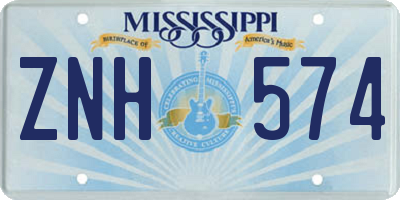 MS license plate ZNH574