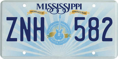 MS license plate ZNH582
