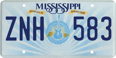 MS license plate ZNH583
