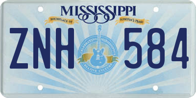 MS license plate ZNH584