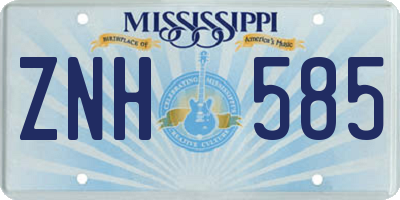 MS license plate ZNH585