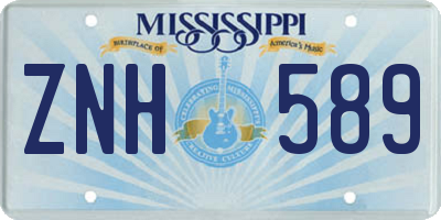 MS license plate ZNH589