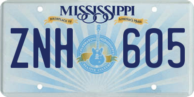 MS license plate ZNH605