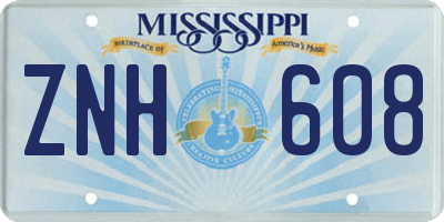 MS license plate ZNH608