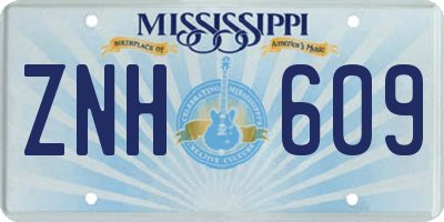 MS license plate ZNH609