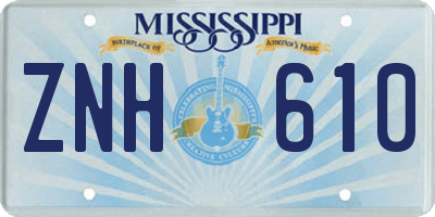 MS license plate ZNH610