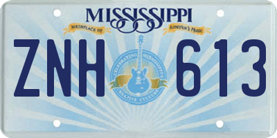 MS license plate ZNH613