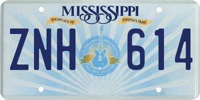 MS license plate ZNH614