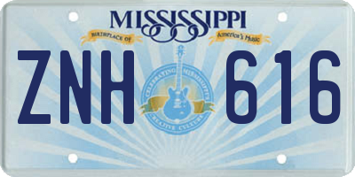 MS license plate ZNH616