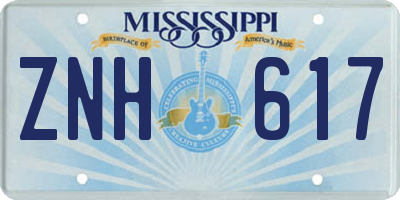 MS license plate ZNH617
