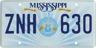 MS license plate ZNH630