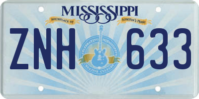 MS license plate ZNH633