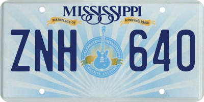 MS license plate ZNH640