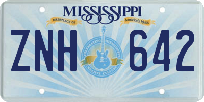 MS license plate ZNH642