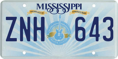 MS license plate ZNH643