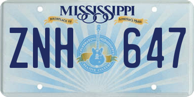 MS license plate ZNH647