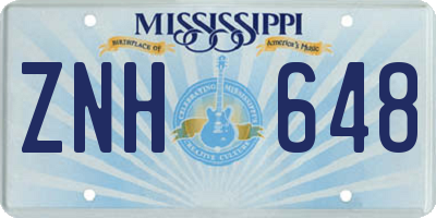 MS license plate ZNH648