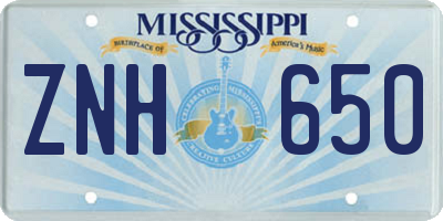 MS license plate ZNH650