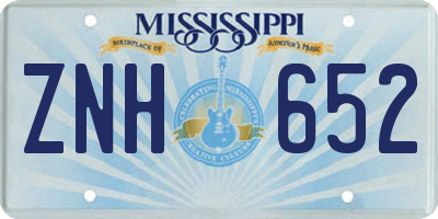 MS license plate ZNH652