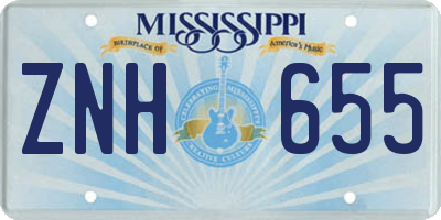 MS license plate ZNH655