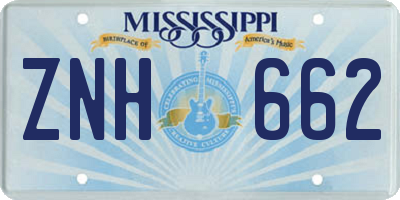 MS license plate ZNH662