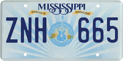 MS license plate ZNH665