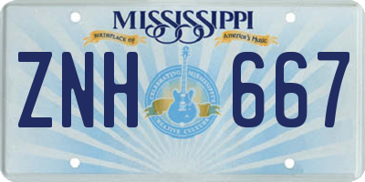 MS license plate ZNH667