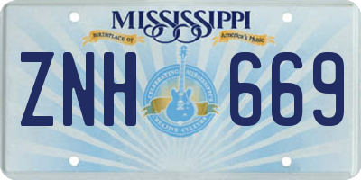 MS license plate ZNH669