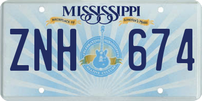 MS license plate ZNH674