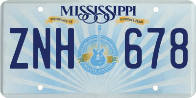 MS license plate ZNH678