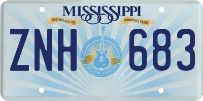MS license plate ZNH683