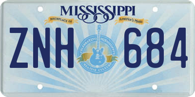 MS license plate ZNH684