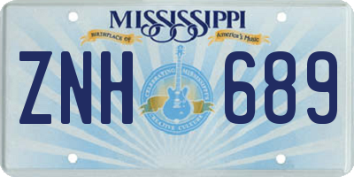 MS license plate ZNH689