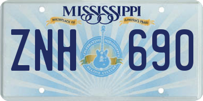 MS license plate ZNH690
