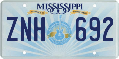 MS license plate ZNH692