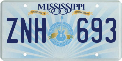 MS license plate ZNH693