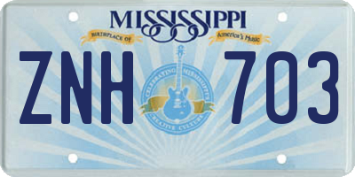 MS license plate ZNH703